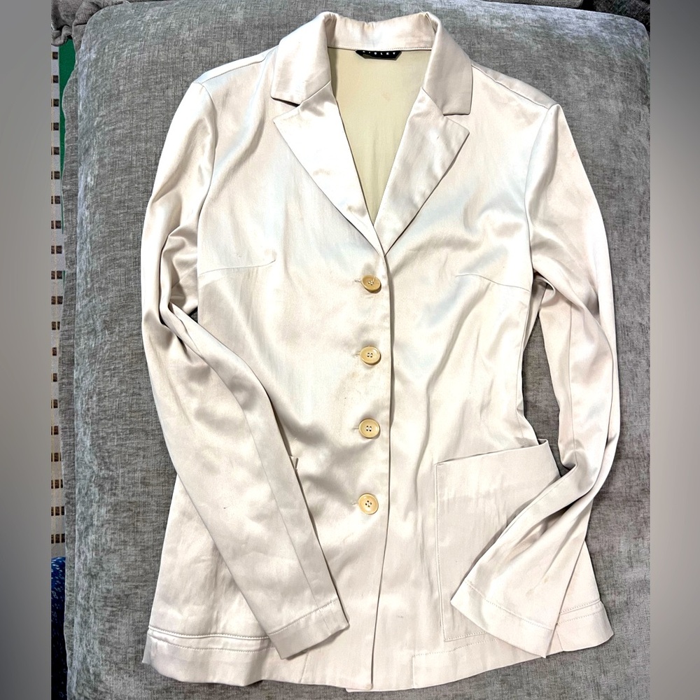 SISLEY CREAM ELEGANT TAILORED BLAZER SILKY MATERIAL